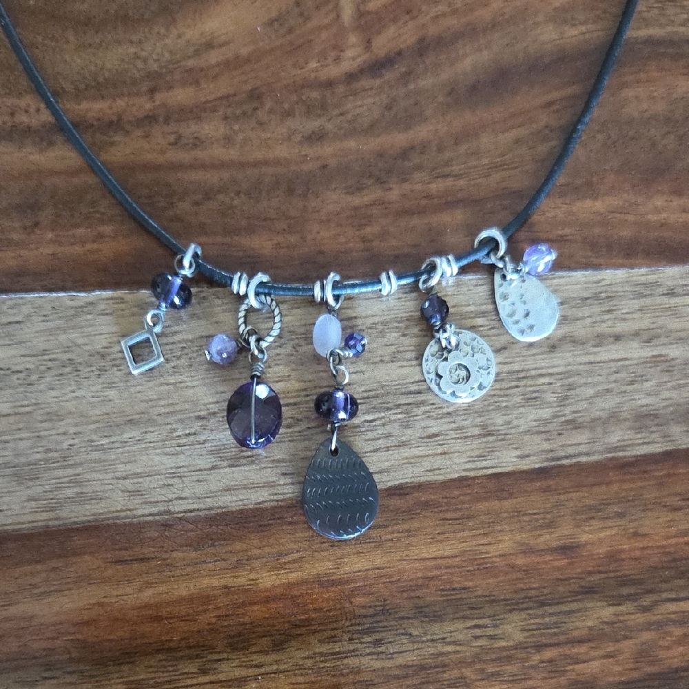Silpada Sterling Silver and Amethyst Charm Pendant Necklace, N1788